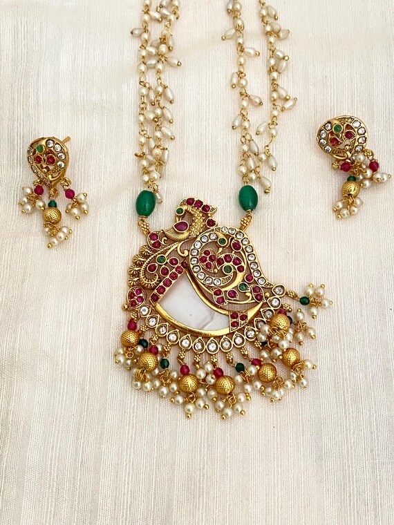 Peacock stone necklace discount