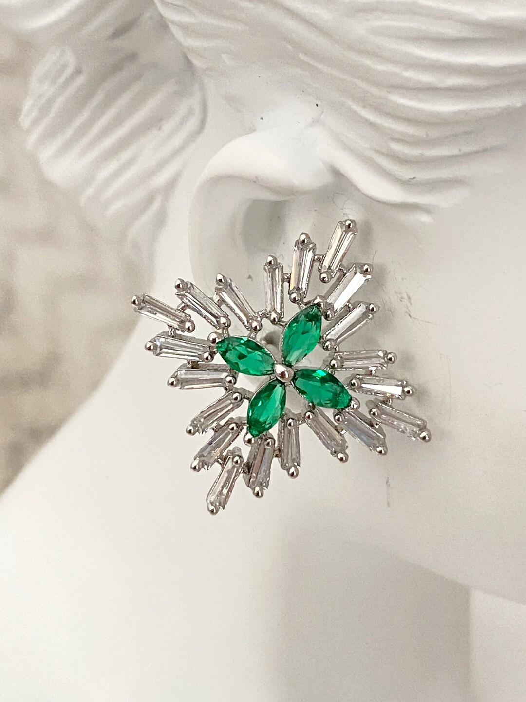 American Diamond Silver Plated Earrings,dainty Stud Earrings,pink,mint