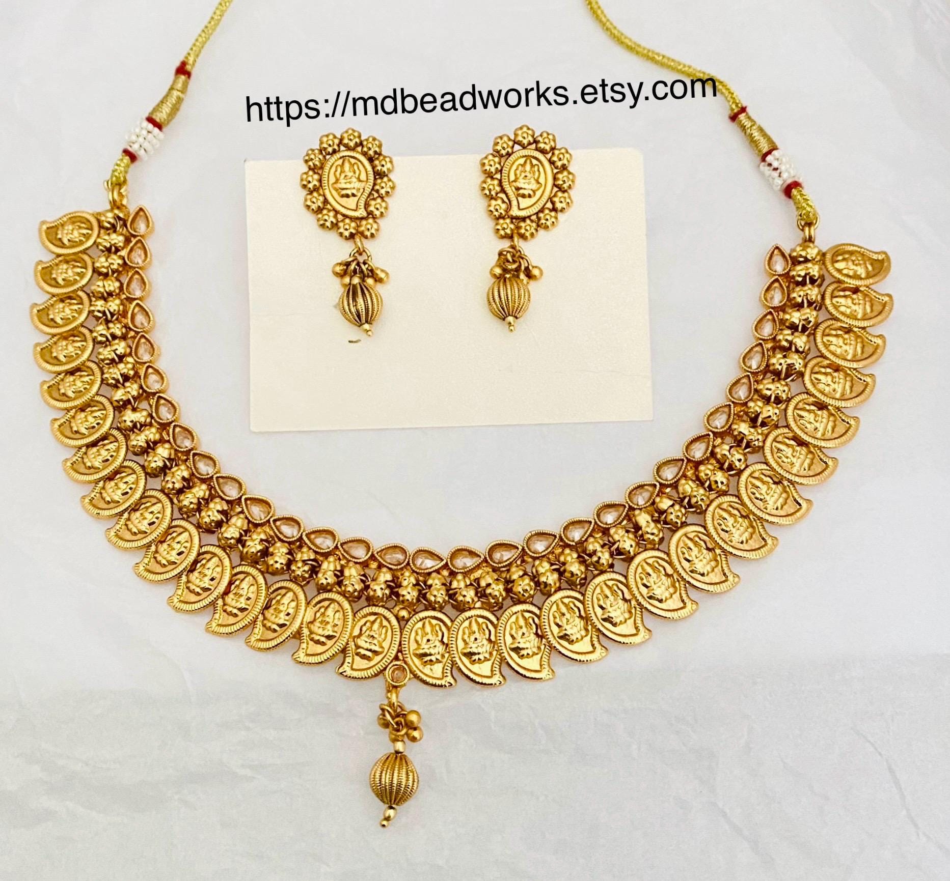 Gold Finish Kasu Mala,long/haram Coin Necklace,temple Jewelry ...