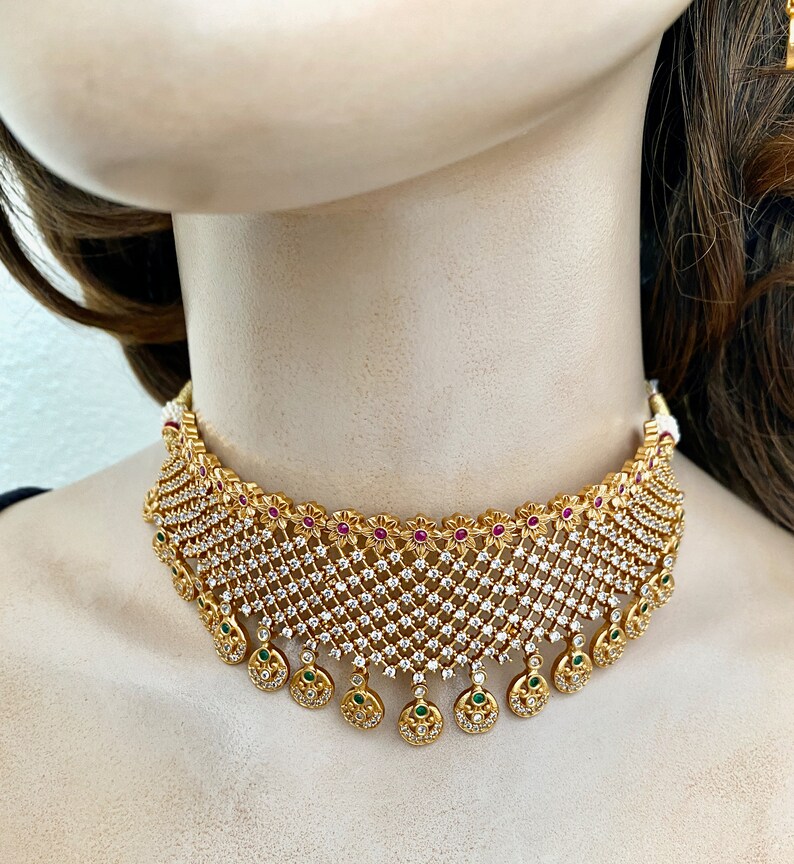 Matte Gold Finish With Matching Earringscubic Zirconia CZ and Etsy