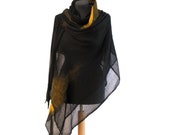 OVERSIZED MUSTARD WOOL shawl for women, Nuno felt merino wool shawl wrap, Yellow mustard blanket scarf, Handmade gift, Foulard moutarde
