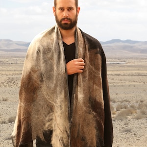 Mens Brown Felt Kimono Wrap, Mantle Huge Wrap, Cloak Poncho, Festival Clothing, Rave Outfit