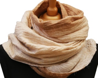 PURE BABY CAMEL handmade felt scarf/stool in natural beige and off white. Super soft.