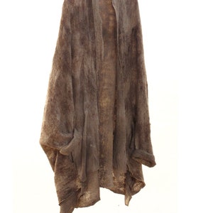 Burning man woman wrap, Shaman women coat, Hand felted nomad wool coat in beige and brown, natural wool coat, image 6