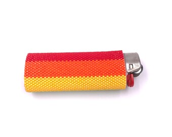 Glass Beaded Lighter Cover - Rainbow