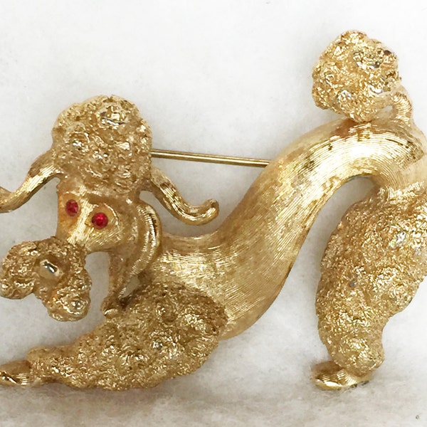 Vintage Monet French Poodle Brooch Circa 1950's