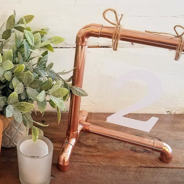 COPPER TABLE NUMBER Stand/Display • TRiPoD Base - Short Version • Perfect for Events: Wedding/Anniversary/Grad./B-day • Real Copper