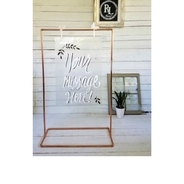 COPPER sign display FRAME • Perfect for Events: Wedding / Anniversary / Graduation / Birthday • Freestanding, Sturdy, Real Copper Structure