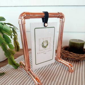 NEW! Our &quot;Original&quot; CoPPER PHoTo FRAME • Customize Hanger! • Two-sided 4x6 Plexi holder • Gift / Events / Retail / Restaurant / Grad / Anniv