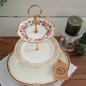 Office 3 Tiered Vintage China Cupcake Stand * Our Everything Plate Stand can DisplayDecorateOrganizeServe * Bathroom etc. Kitchen