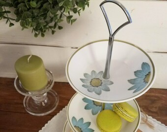 3 Tiered Vintage China Cupcake Stand *  Our "Everything Plate Stand" can Display/Decorate/Organize/Serve * Bathroom, Kitchen, Office, etc.