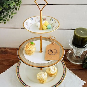3 Tiered Vintage China Cupcake Stand * Our "Everything Plate Stand" can Display/Decorate/Organize/Serve * Bathroom, Kitchen, Office, etc. bild 7