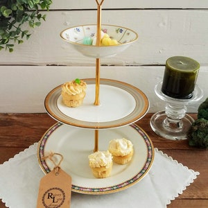 3 Tiered Vintage China Cupcake Stand * Our "Everything Plate Stand" can Display/Decorate/Organize/Serve * Bathroom, Kitchen, Office, etc. bild 6