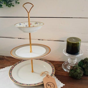 3 Tiered Vintage China Cupcake Stand * Our "Everything Plate Stand" can Display/Decorate/Organize/Serve * Bathroom, Kitchen, Office, etc. bild 8