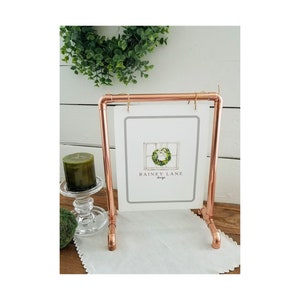 CoPPER TABLE-SiZE, SiGN DiSPLAY (8x10) / MENU STaND • Perfect for  Retail / Restaurant / Events: Wedding / Grad • Real Copper Structure