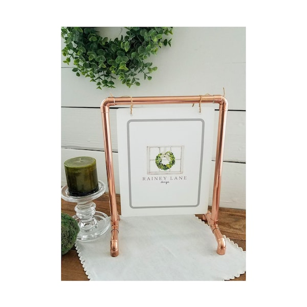 TAMAÑO DE MESA DE COBRE, PANTALLA DE SIGNOS (8x10) / SOPORTE DE MENÚ • Perfecto para venta minorista / restaurante / eventos: bodas / graduación • Estructura de cobre real