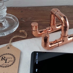 Real COPPER CELLPHoNE STAND • Copper Anniversary Gift for HiM or HeR • doubles as Business Card Holder, Small Tech, ARTWoRK StAND, etc.