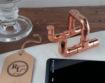 Real COPPER CELLPHoNE STAND • Copper Anniversary Gift for HiM or HeR • doubles as Business Card Holder, Small Tech, ARTWoRK StAND, etc.