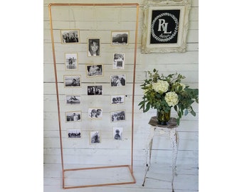 COPPER PHOTO DISPLAY Frame • Perfect for Events: Wedding / Anniversary / Graduation / Birthday • Freestanding, Sturdy, Real Copper Structure