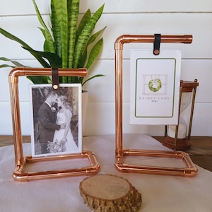 7th and 22nd Anniversary 4X6" Real CoPPER PHoTO Frame • Rectangle Base• NEW! Customizable: LEATHER /ENGRAVABLE• Wedding•Retail•Restaurant