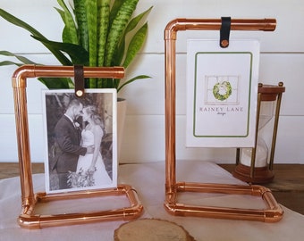 7th and 22nd Anniversary 4X6" Real CoPPER PHoTO Frame • Rectangle Base• NEW! Customizable: LEATHER /ENGRAVABLE• Wedding•Retail•Restaurant