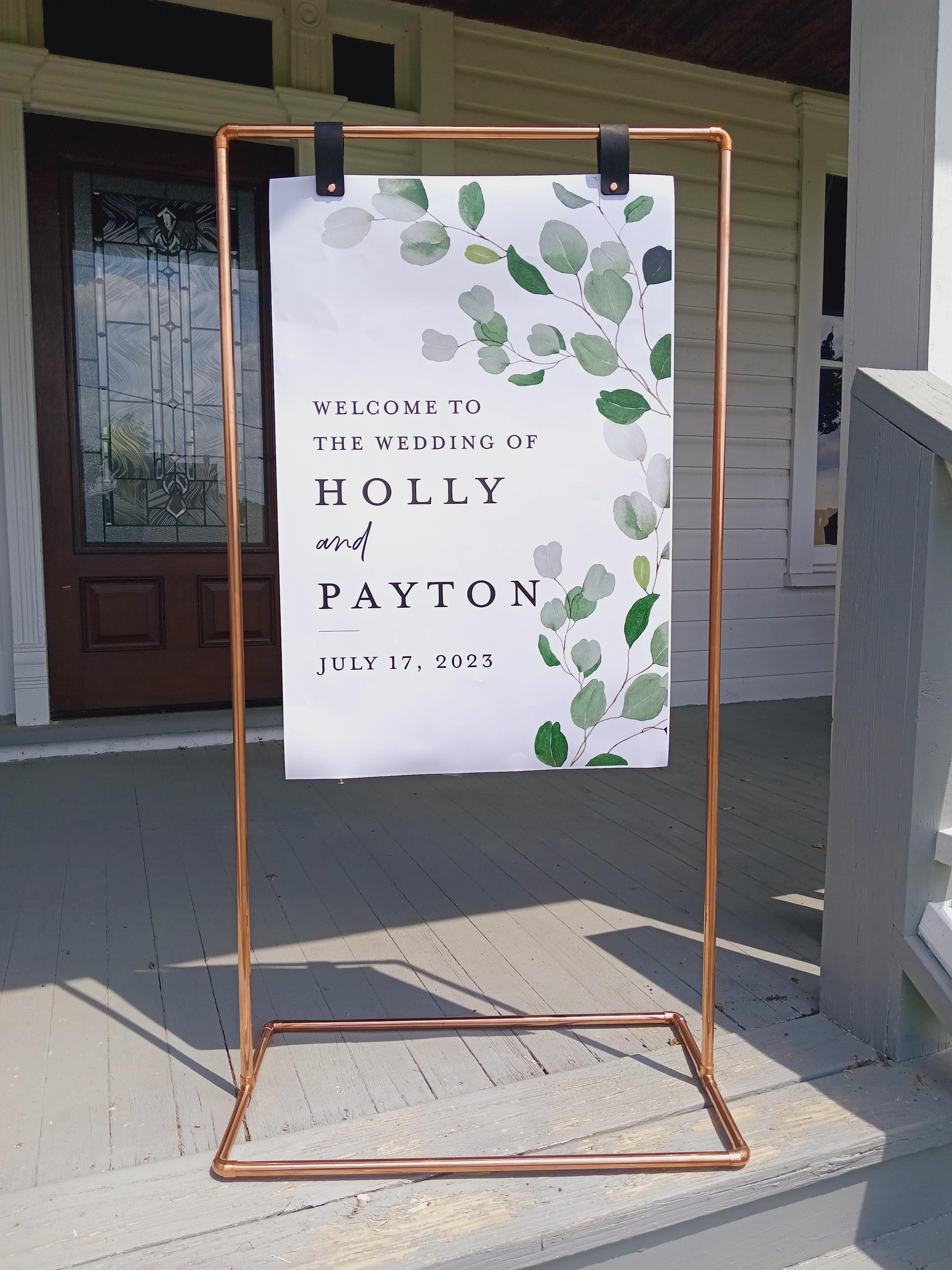 COPPER WEDDiNG sign STAND •Perfect for all Events: Anniversary / Graduation / Birthday • Freestanding, Sturdy, Real Copper Structure