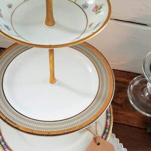 3 Tiered Vintage China Cupcake Stand * Our "Everything Plate Stand" can Display/Decorate/Organize/Serve * Bathroom, Kitchen, Office, etc. bild 4