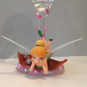 Tinkerbell Glass, Disney Princess Tinkerbell, Tinker bell  Wine Glass, fairy wine glass, gem wine glass