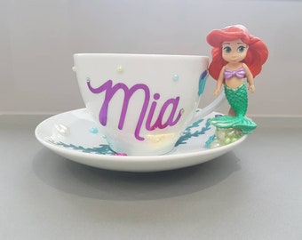 Personalised Disney Little Mermaid Tea cup & saucer, Ariel tea cup