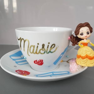 Personalised Disney Belle Tea cup & saucer, Beauty and The Beast Tea Cup