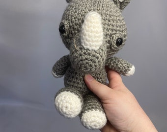 Rhino, stuffed animal, crochet rhino, kids toy