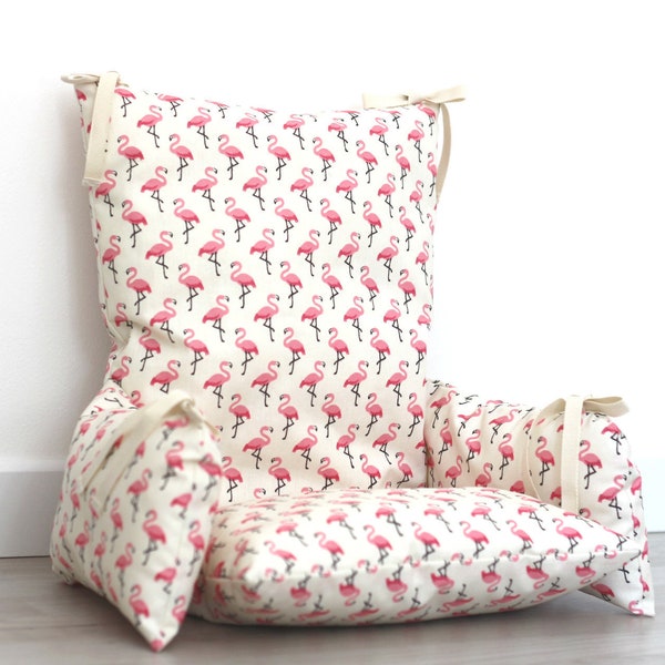 Coussin de chaise haute enfant en coton enduit *flamingo*