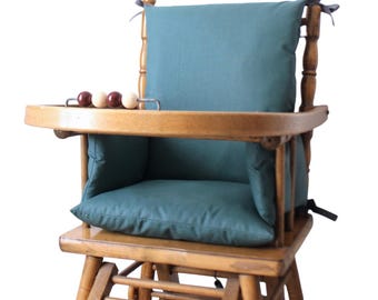 Baby high chair cushion in Oeko-Tex coated cotton / Matcha