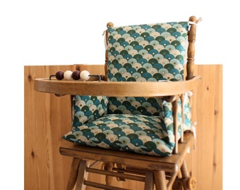 Baby high chair cushion in Oeko-Tex coated cotton / High chair seat - Isis