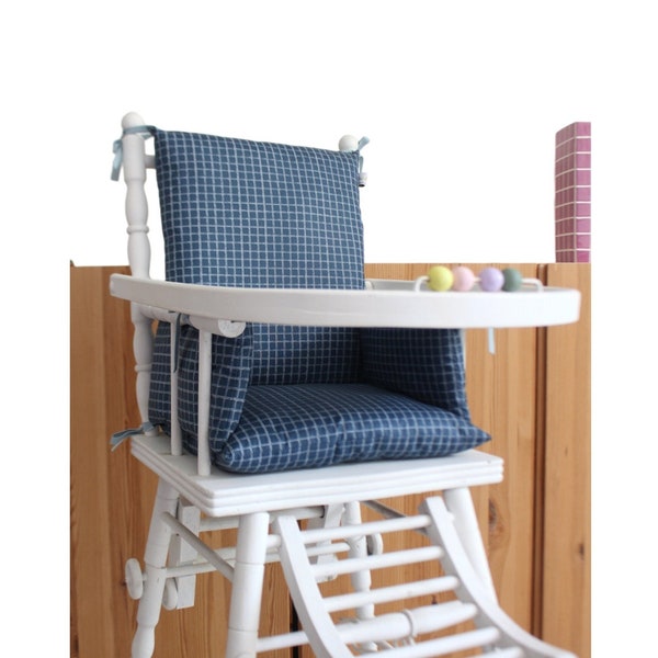 Baby high chair cushion in Oeko-Tex coated cotton / High chair seat - Simon