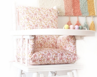 Baby high chair cushion in Oeko-Tex coated cotton / Pink