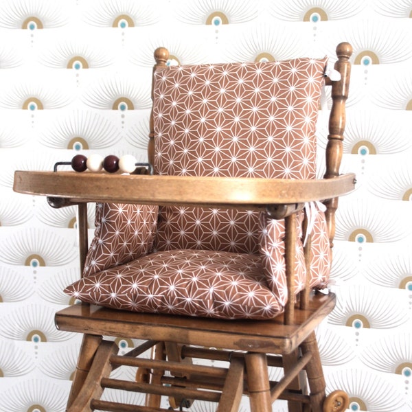 Baby high chair cushion in Oeko-Tex coated cotton / Romeo caramel