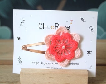 Children's embroidered flower barrette