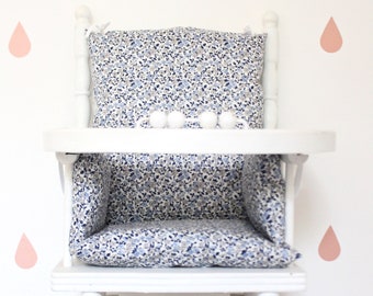 Coussin de chaise haute en coton enduit *Suzanne Blue*