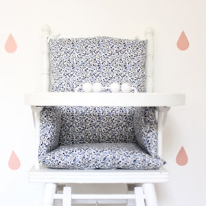 Coated cotton high chair cushion *Suzanne Blue*