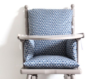 Oeko-Tex coated cotton baby high chair cushion / Sakura petrol blue