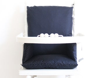 Coussin de chaise haute bébé en coton enduit Okeo tex / Dots marine