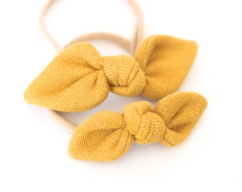 Indian yellow lurex fleece knot headband