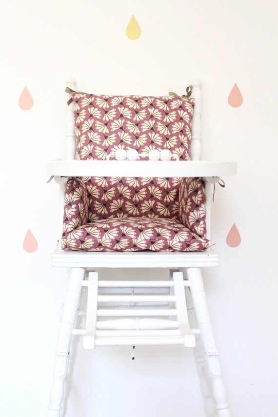 Coussin De Chaise Haute Bebe En Coton Enduit Mila Prune Etsy