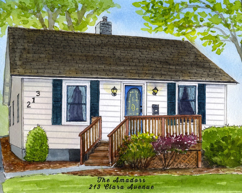 custom home watercolor