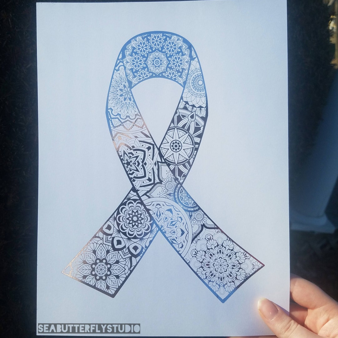 Shiny Awareness Ribbon Mandala Foil Print - Etsy