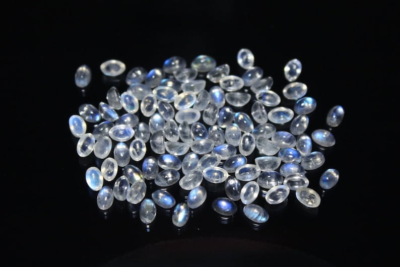 90 Pcs Of Natural RAINBOW MOONSTONE Smooth Loose Cabochon Oval Shape Gemstone 40/% Off +++AAA Quality Moonstone Rm#4770 5x3 mm Size