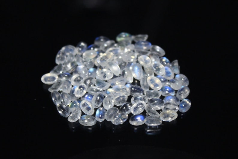 90 Pcs Of Natural RAINBOW MOONSTONE Smooth Loose Cabochon Oval Shape Gemstone 40/% Off +++AAA Quality Moonstone Rm#4770 5x3 mm Size