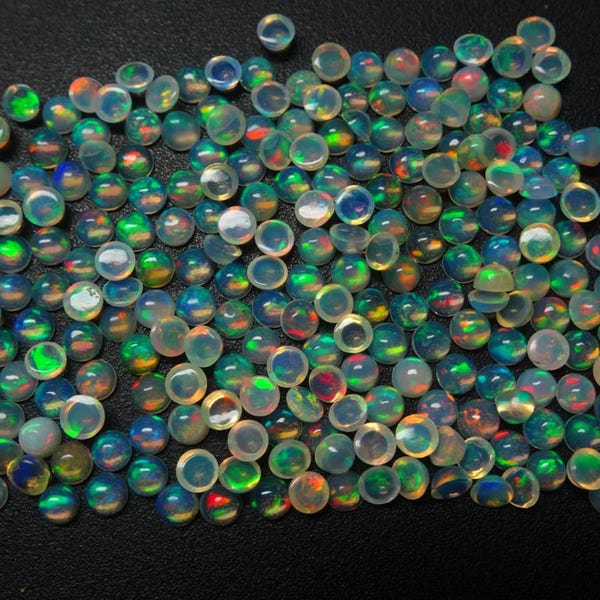 40% Off- 10 Pieces, Natural ETHIOPIAN OPAL, 3mm Size, Round Shape Cabochon, Smooth Gemstone, Welo Opal, High Quality Ethiopian Op#714