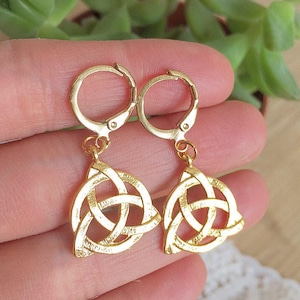Gold Plated Celtic knot earrings, Celtic jewelry, Celtic earrings, Triquetra, Trinity knot, Gifts for her, Christmas gifts, Viking earrings